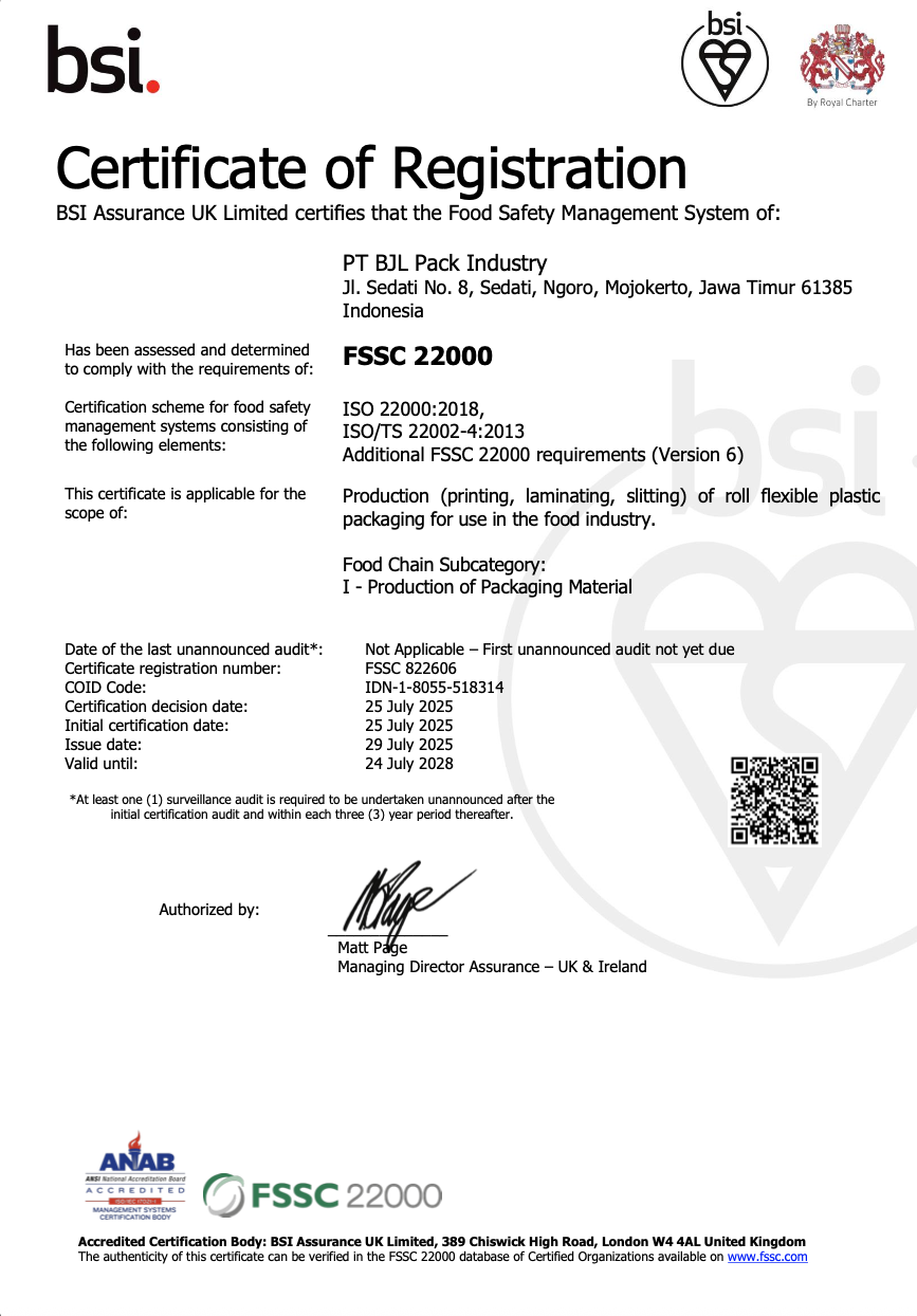 Certificate of Registration - FSSC 22000